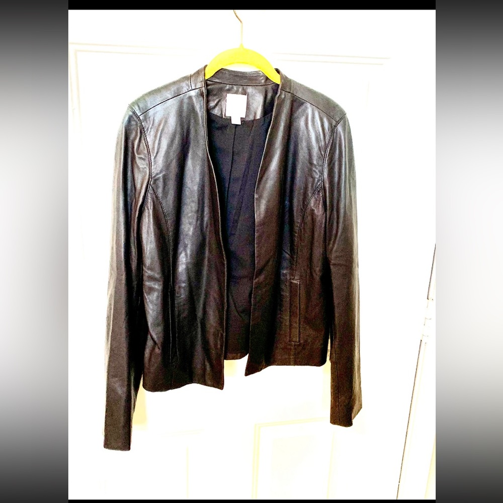 Halogen Brown Leather Jacket 🌴